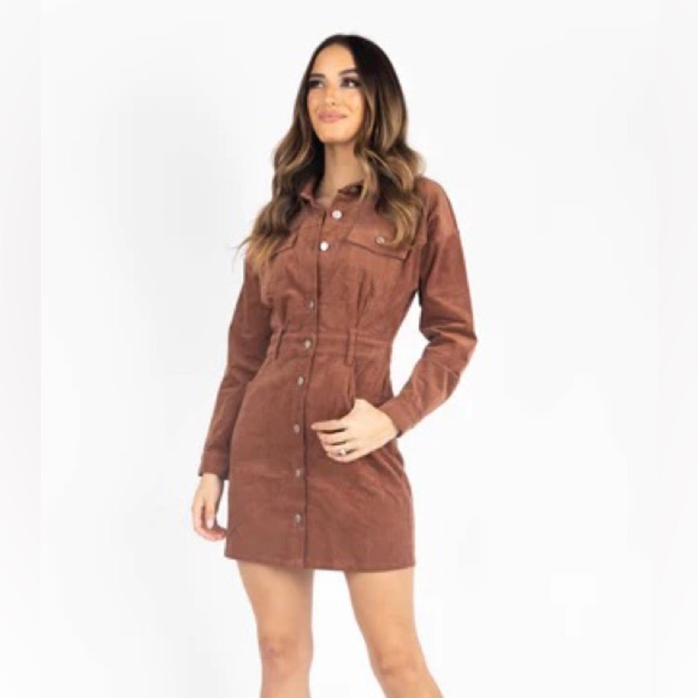 Spiced corduroy button up dress